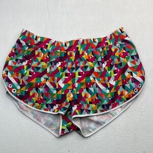 Fabletics Red and Pink Athletic Shorts with Elastic Waistband medium M geometric
